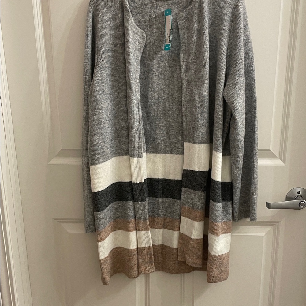 NWT Gray Striped Women's Sweater